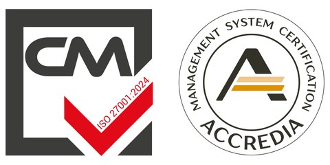 Logo certificazione ISO 27001 C&M – ACCREDIA
